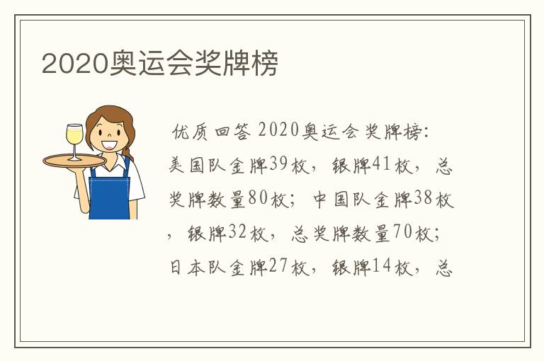 2020奥运会奖牌榜