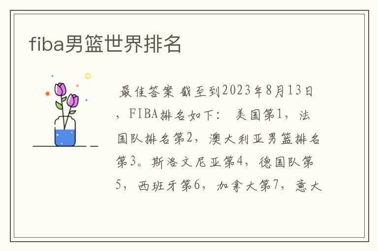 fiba男篮世界排名