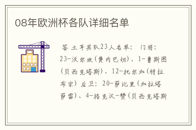 08年欧洲杯各队详细名单