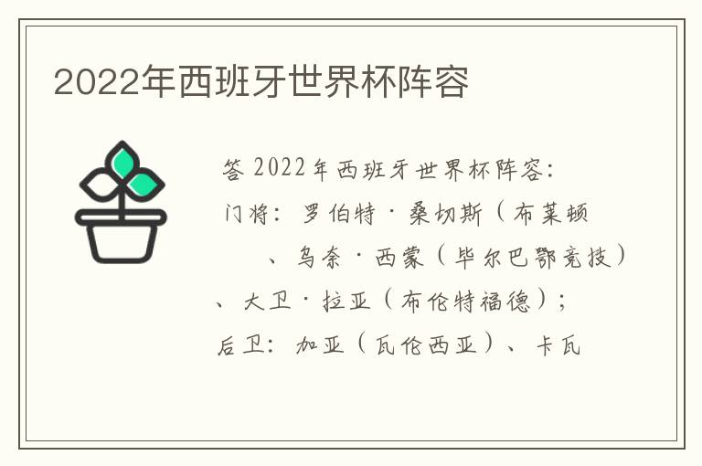 2022年西班牙世界杯阵容