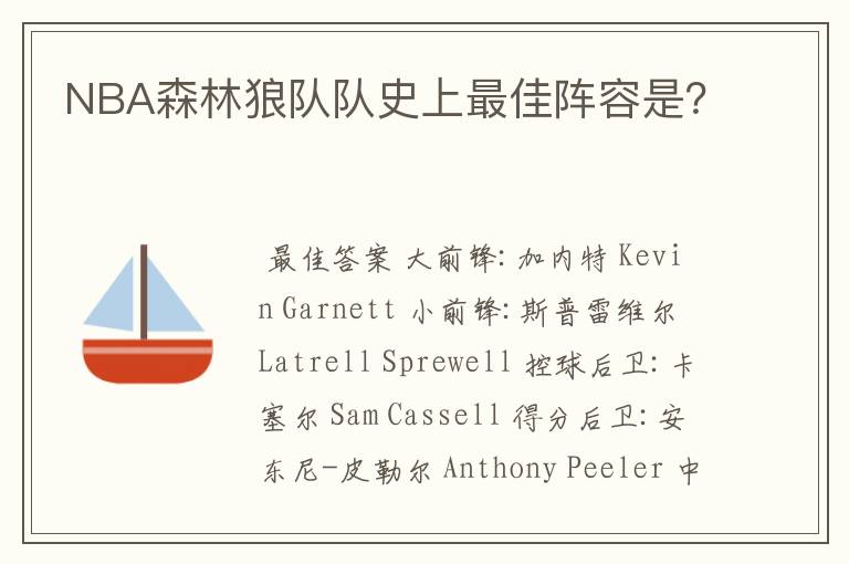 NBA森林狼队队史上最佳阵容是?