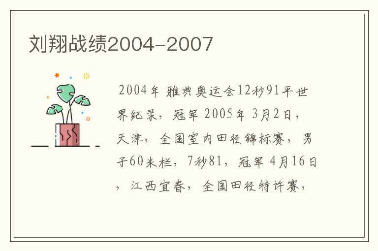 刘翔战绩2004-2007