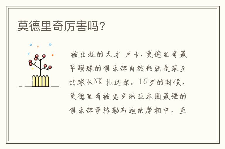 莫德里奇厉害吗?