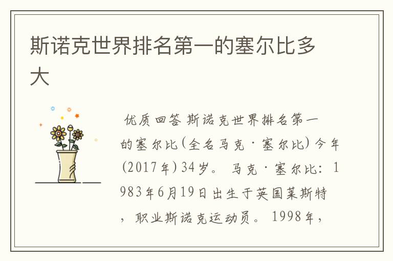 斯诺克世界排名第一的塞尔比多大