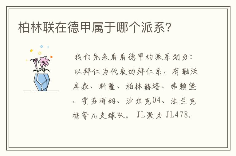 柏林联在德甲属于哪个派系?
