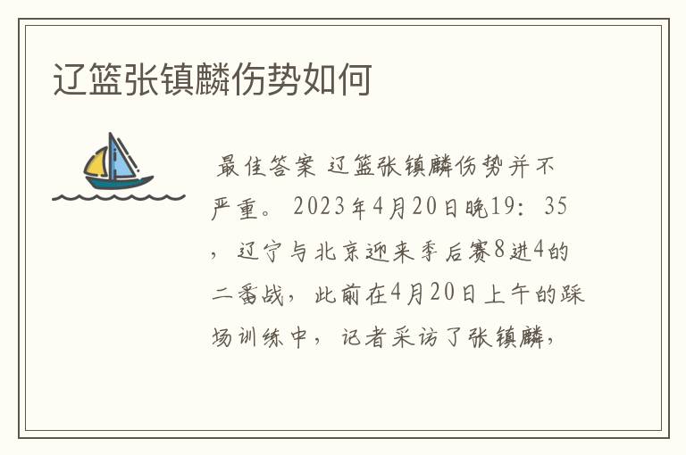 辽篮张镇麟伤势如何