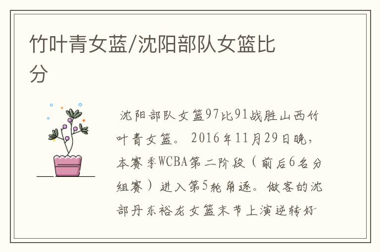 竹叶青女蓝/沈阳部队女篮比分