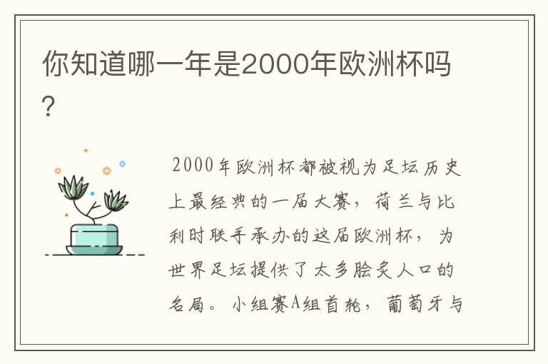 你知道哪一年是2000年欧洲杯吗?