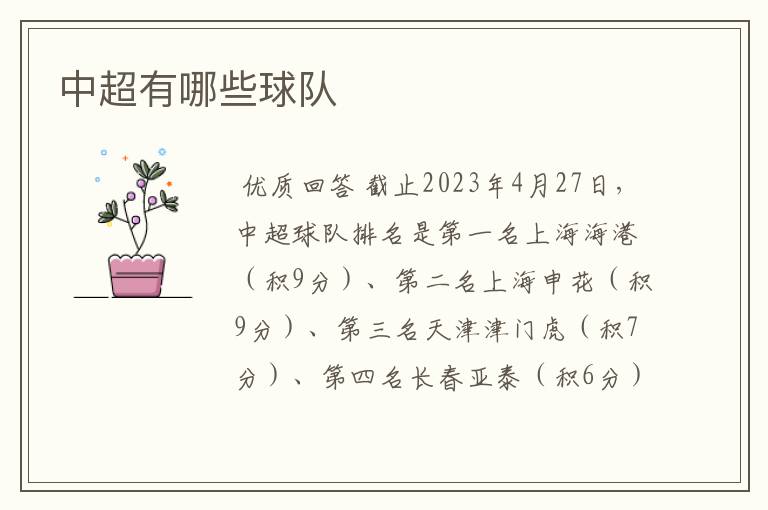 中超有哪些球队