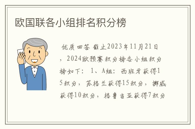 欧国联各小组排名积分榜