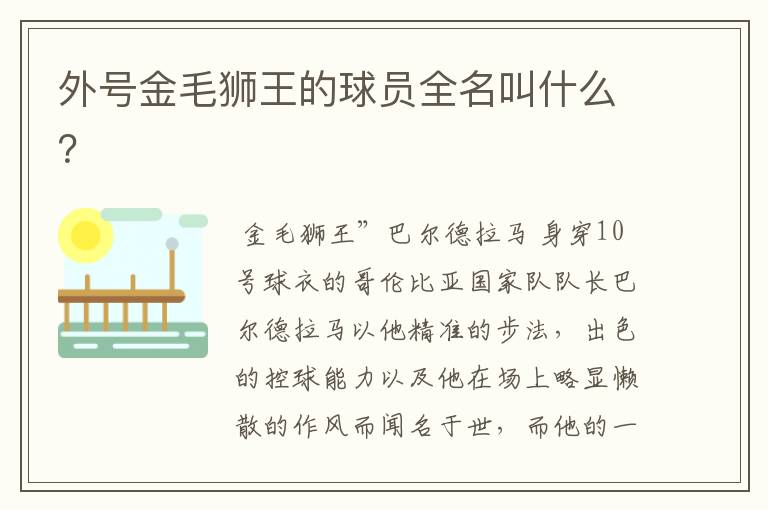 外号金毛狮王的球员全名叫什么?