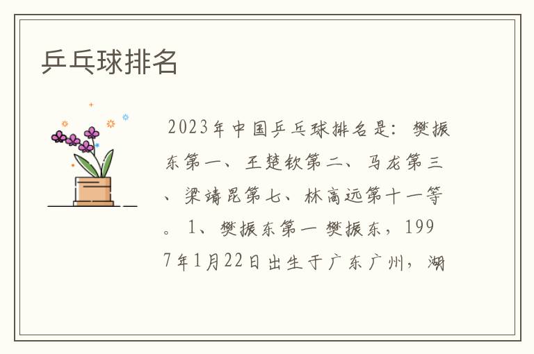 乒乓球排名