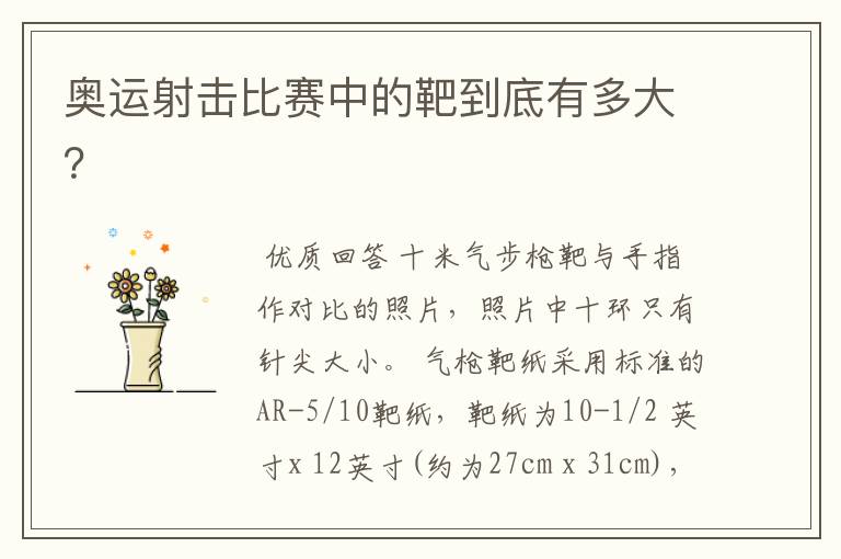 奥运射击比赛中的靶到底有多大?