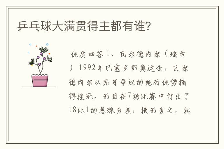 乒乓球大满贯得主都有谁?
