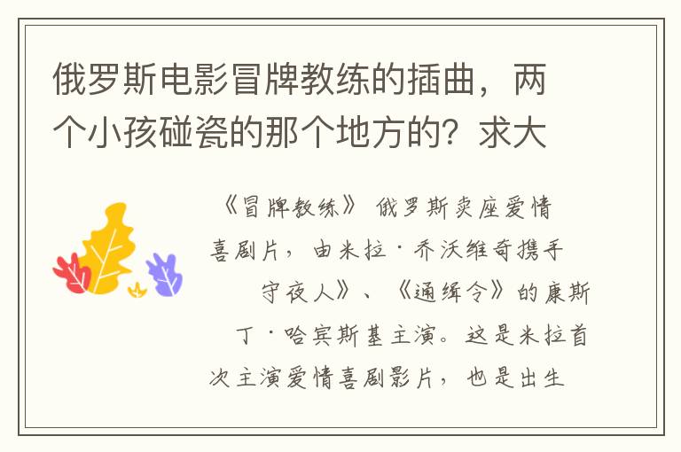 俄罗斯电影冒牌教练的插曲,两个小孩碰瓷的那个地方的?求大