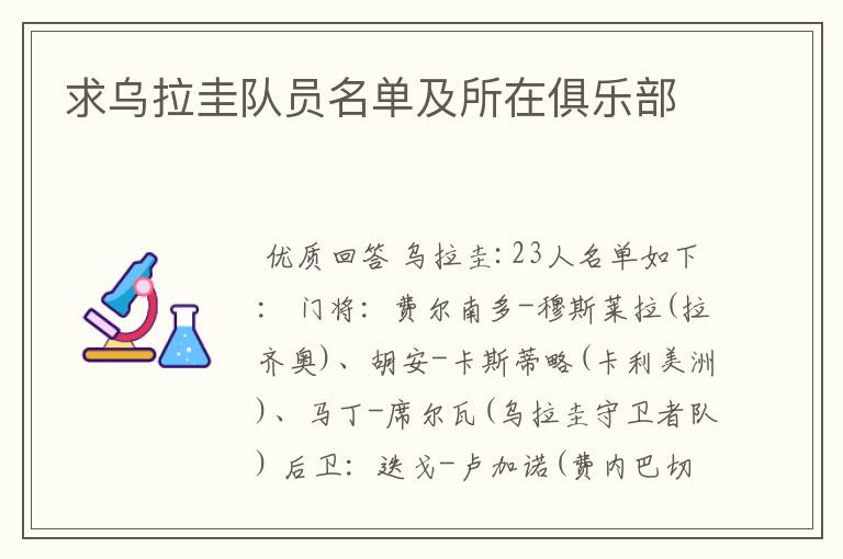 求乌拉圭队员名单及所在俱乐部