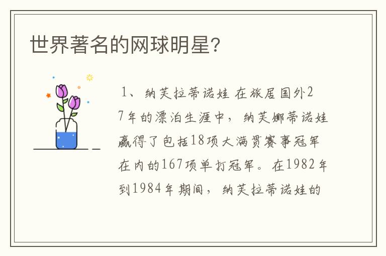 世界著名的网球明星?
