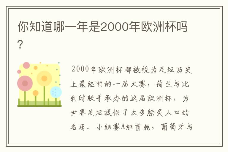 你知道哪一年是2000年欧洲杯吗?
