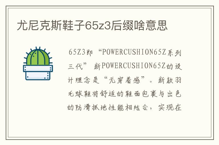 尤尼克斯鞋子65z3后缀啥意思