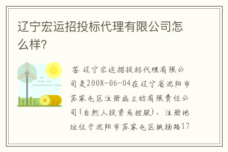 辽宁宏运招投标代理有限公司怎么样?