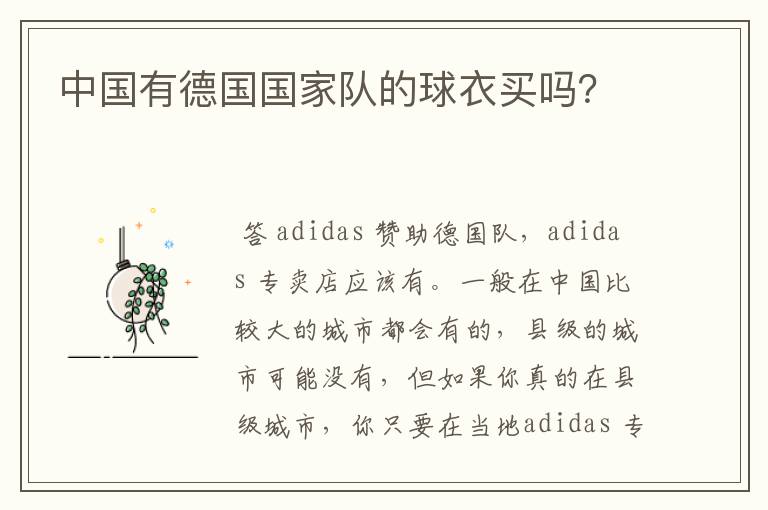 中国有德国国家队的球衣买吗?