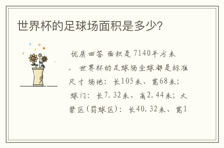 世界杯的足球场面积是多少?