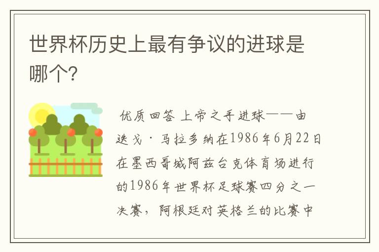 世界杯历史上最有争议的进球是哪个?