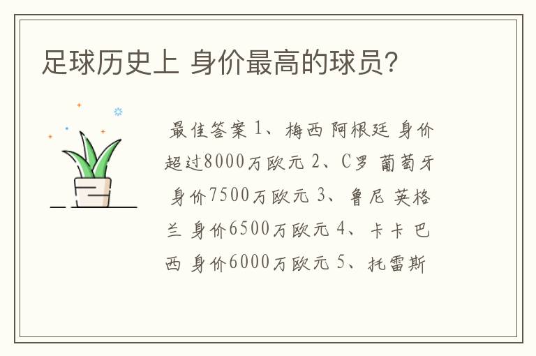 足球历史上 身价最高的球员?