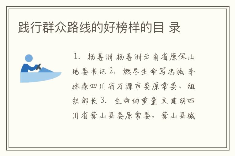 践行群众路线的好榜样的目 录