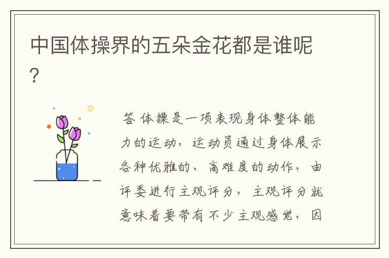 中国体操界的五朵金花都是谁呢?