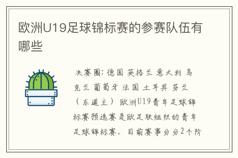 欧洲U19足球锦标赛的参赛队伍有哪些