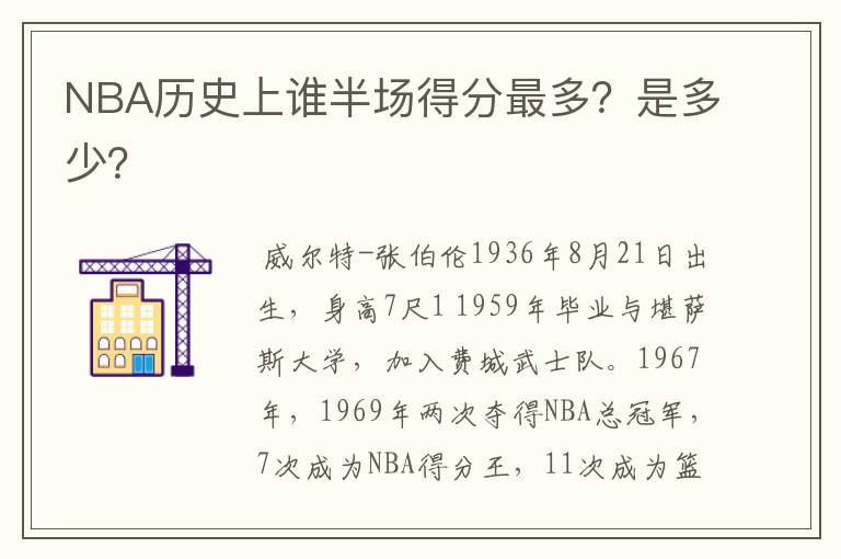 NBA历史上谁半场得分最多?是多少?