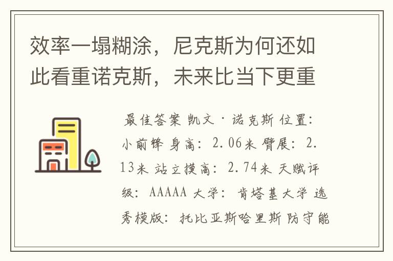 效率一塌糊涂,尼克斯为何还如此看重诺克斯,未来比当下更重要