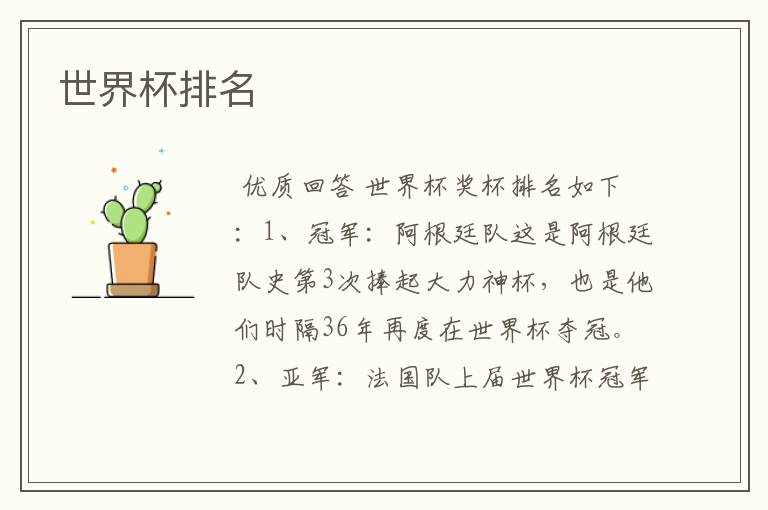 世界杯排名