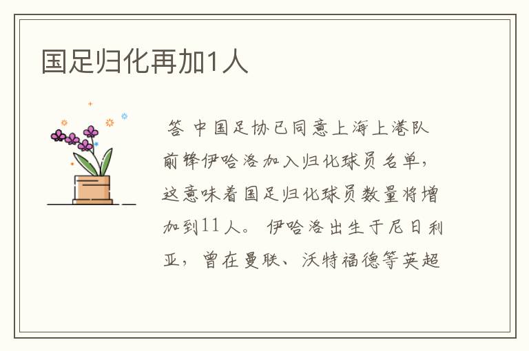 国足归化再加1人