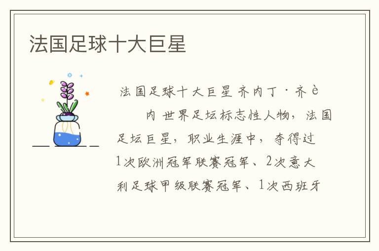 法国足球十大巨星