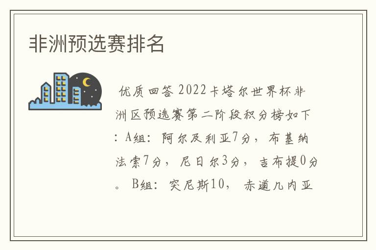 非洲预选赛排名