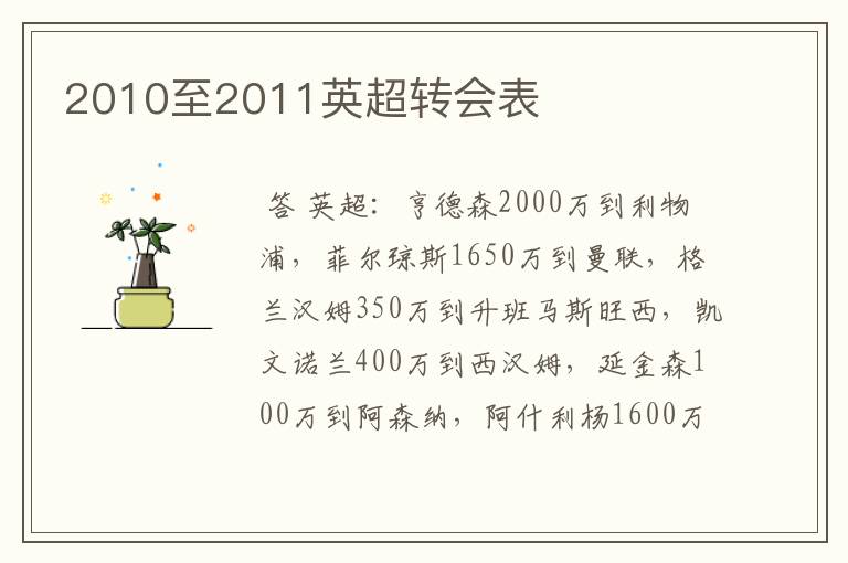 2010至2011英超转会表