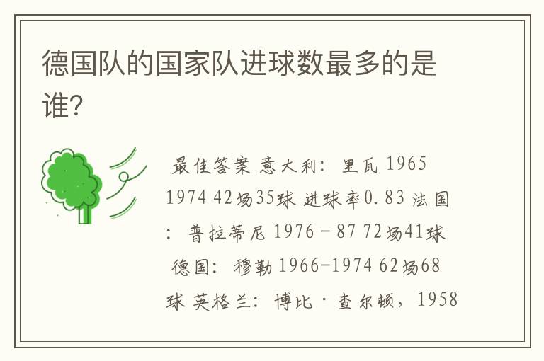 德国队的国家队进球数最多的是谁?