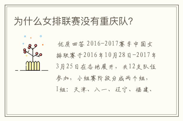为什么女排联赛没有重庆队?