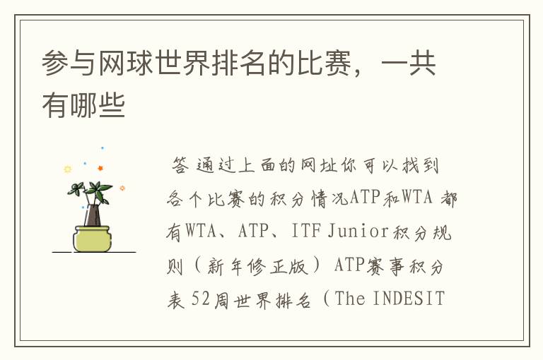 参与网球世界排名的比赛,一共有哪些