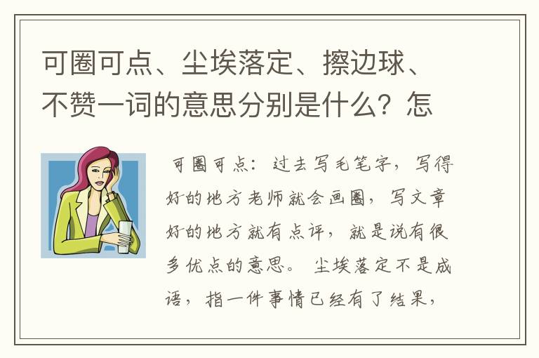 可圈可点、尘埃落定、擦边球、不赞一词的意思分别是什么?怎么用?