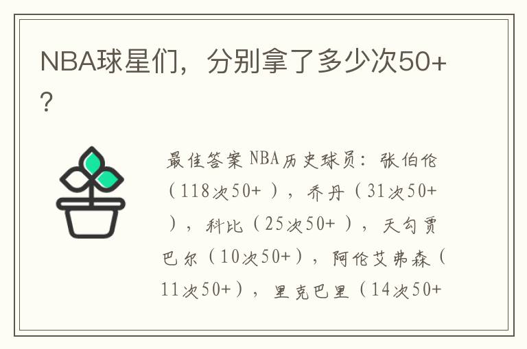 NBA球星们,分别拿了多少次50+?