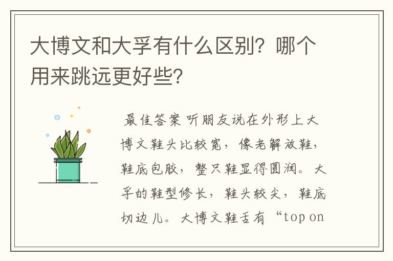 大博文和大孚有什么区别?哪个用来跳远更好些?