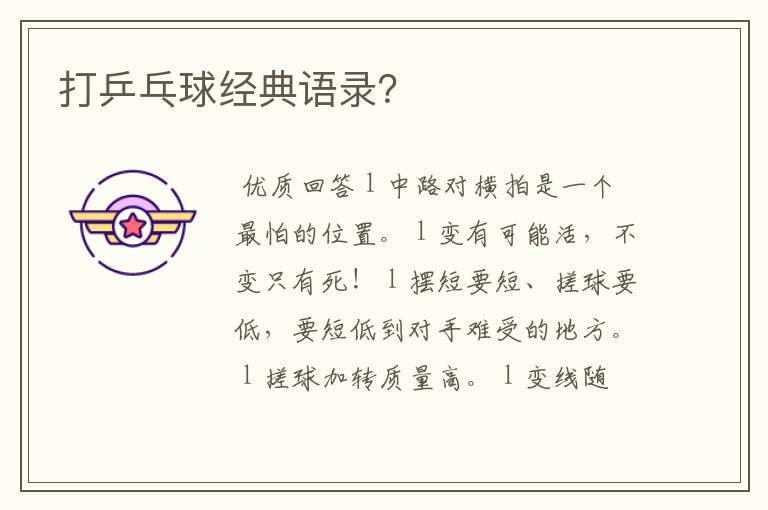 打乒乓球经典语录?