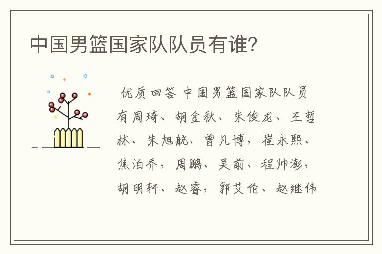 中国男篮国家队队员有谁?