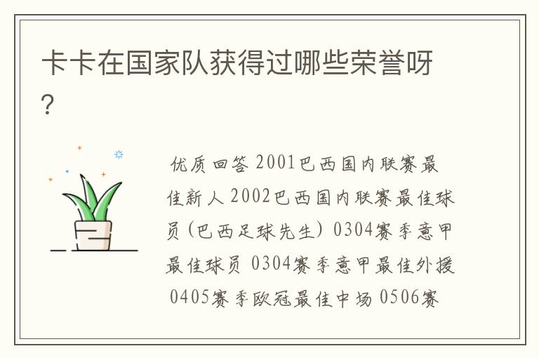 卡卡在国家队获得过哪些荣誉呀?