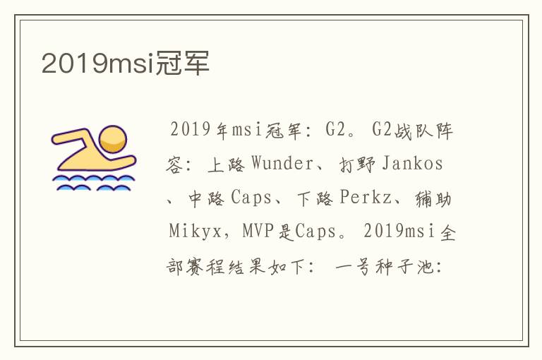 2019msi冠军