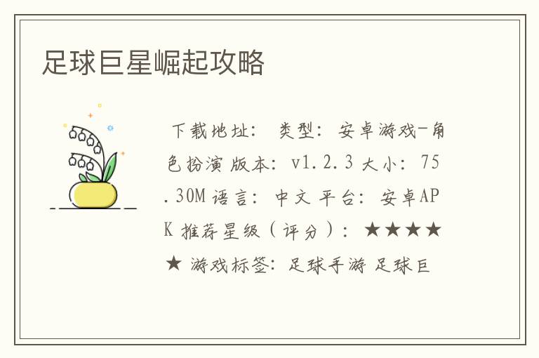 足球巨星崛起攻略