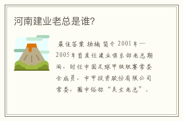 河南建业老总是谁?